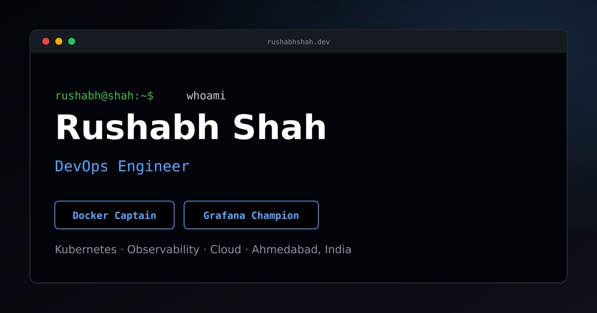 Rushabh Shah | Docker Captain · Grafana Champion · DevOps Engineer