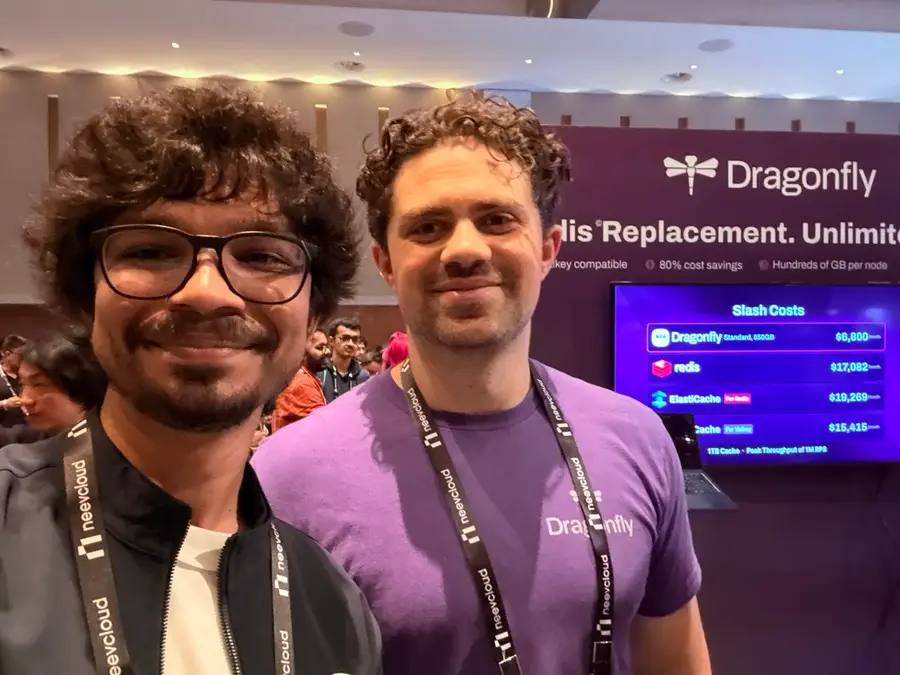 At the Dragonfly booth, KubeCon India 2026